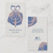 Friseur Vintage Schere & Blume Schönheitssalon Visitenkarte (Vorne/Hinten)