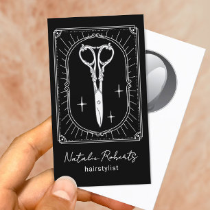 Friseur Vintage Schere Doodle Schwarz Salon Visitenkarte