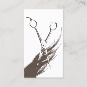 Friseur Vintage Schere & Haar Elegant Beige Visitenkarte