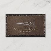 Friseur Vintage Schere Rusty Metallrahmen Visitenkarte (Vorderseite)