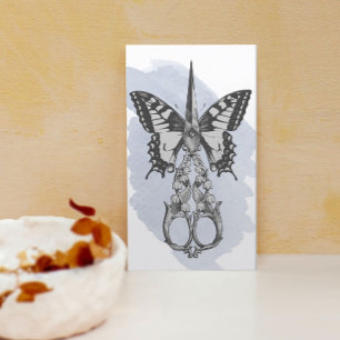 Friseur Vintage Schere Schmetterling Wasserfarbe Visitenkarte