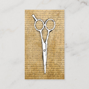 Friseur Vintage verbranntes Papier Schere Klassisc Visitenkarte