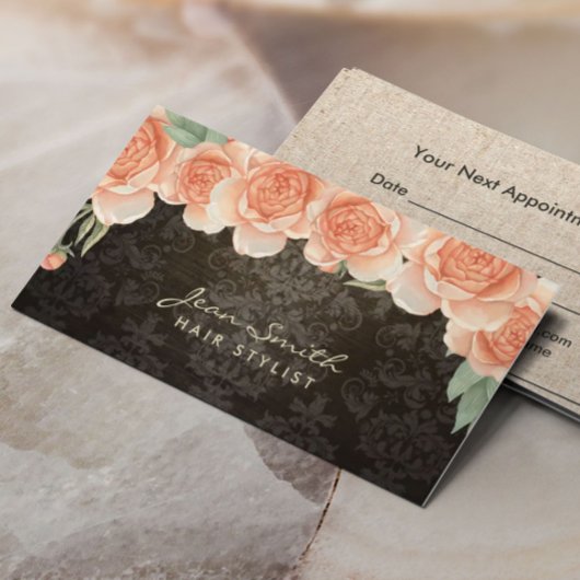 Friseur Vintager Blumenstrauß Damaskus Ernennung Terminkarte
