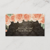 Friseur Vintager Blumenstrauß Damaskus Ernennung Terminkarte (Vorderseite)