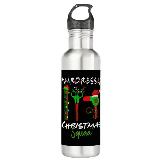 Friseur Weihnachts-Crew Matching Geschenke Edelstahlflasche (Vorderseite)