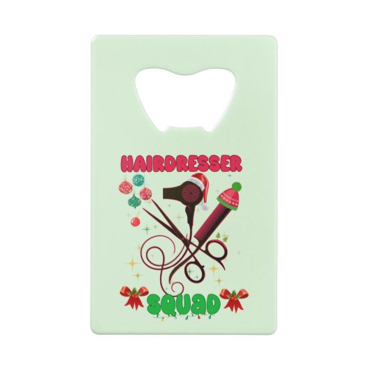 Friseur Weihnachts-Squad Friseur Salon Funny Geldbeutel Flaschenöffner (Rückseite)
