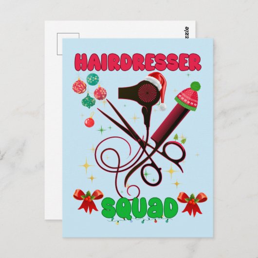Friseur Weihnachts-Squad Friseur Salon Funny Postkarte (Vorne/Hinten)