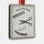 Friseur-Werkzeuge des Handels Silbernes Ornament (Rechts)