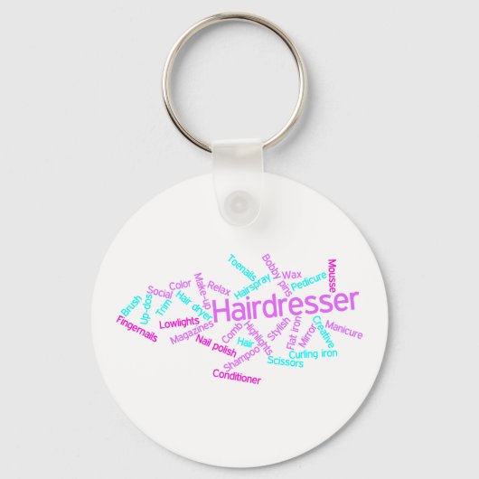 Friseur Word Cloud Schlüsselanhänger (Vorderseite)
