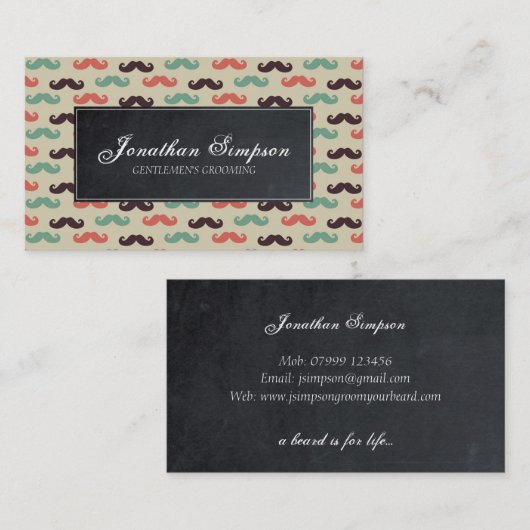 Friseurbart-Geschäftskarte des Hipsters Vintage Visitenkarte (Vorne/Hinten)