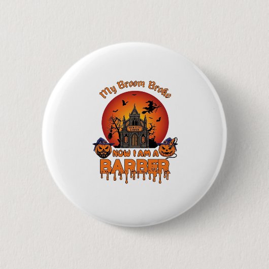 Friseurbürste zerbrach Halloween-Kürbis-Schneider Button (Vorderseite)