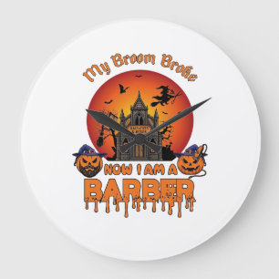 Friseurbürste zerbrach Halloween-Kürbis-Schneider Große Wanduhr