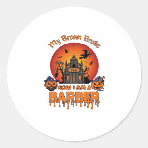 Friseurbürste zerbrach Halloween-Kürbis-Schneider Runder Aufkleber