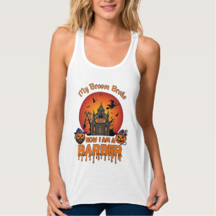 Friseurbürste zerbrach Halloween-Kürbis-Schneider Tank Top