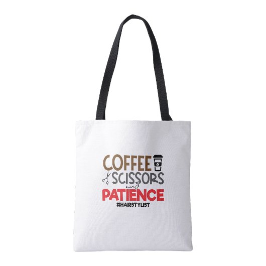 Friseure Kaffee, Schere und Geduld Tasche