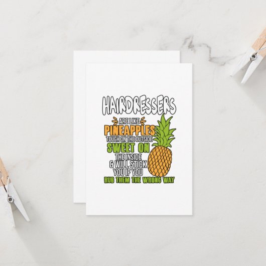 Friseure sind wie Ananas. Karte (Vorderseite/Rückseite Beispiel)