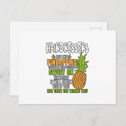 Friseure sind wie Ananas. Postkarte (Vorne/Hinten)