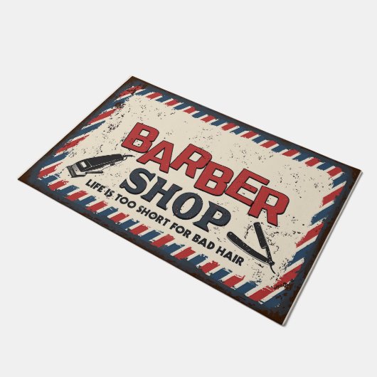 Friseurgeschäft Doormat, Vintage Designmatte Fußmatte (Schrägansicht)