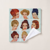 Friseurgitter der 60er Jahre Badhandtuch Set (Waschlappen)