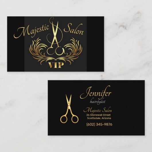 Friseurgoldenschere, Wirbel VIP Visitenkarte (Vorne/Hinten)