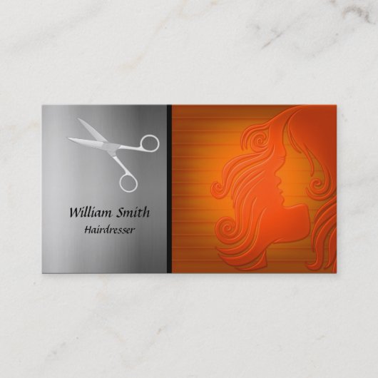 Friseurhaar-Frauen-Silhouette Visitenkarte (Vorderseite)