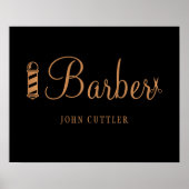 Friseurhairstylist Name Gold schwarzes Logo Poster (Vorne)