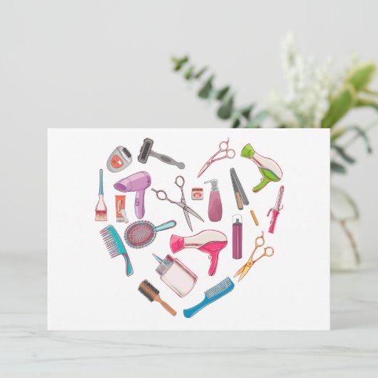 Friseurhandwerkzeug Feiertagskarte (Stehend Vorderseite)