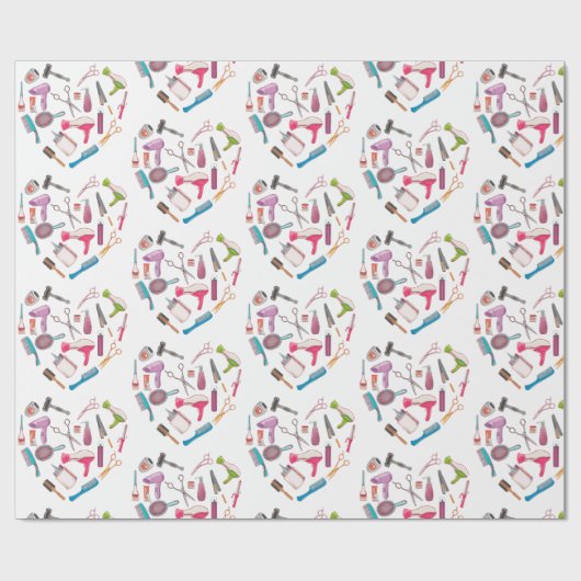 Friseurhandwerkzeug Geschenkpapier (Flach)