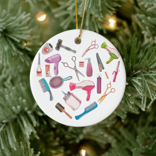 Friseurhandwerkzeug Keramik Ornament (Baum)