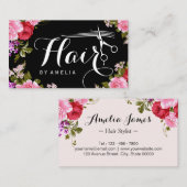 Friseurhütte Stylist Romantische Blumenbesichtigun Visitenkarte (Vorne/Hinten)
