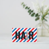 Friseurin Barber Pole Typografy Visitenkarte (Stehend Vorderseite)