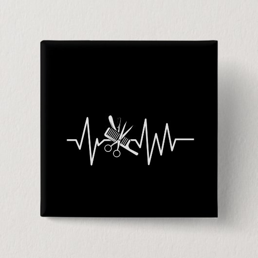 Friseurin - Barberschere - Comb Heartbeat Button (Vorderseite)