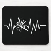 Friseurin - Barberschere Comb Heartbeat Mouse Mousepad (Vorne)