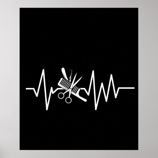 Friseurin - Barberschere - Comb Heartbeat Poster (Vorne)