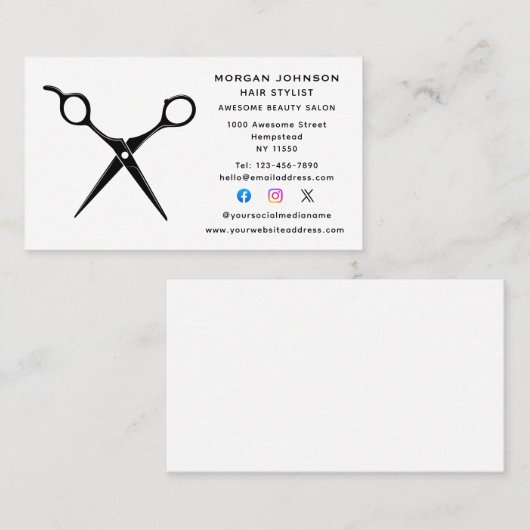 Friseurin Beautician Social Media Visitenkarte (Vorne/Hinten)