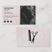 Friseurin | Damask Chic Pattern Treuekarte (Vorne/Hinten)