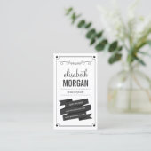 Friseurin - Retro Schwarz und Weiß Visitenkarte (Stehend Vorderseite)