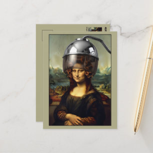 Friseurin-themed Mona Lisa Postkarte