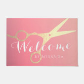 Friseurliste Makeup Salon Gold Scheren Willkommen Fußmatte (Vorderseite)