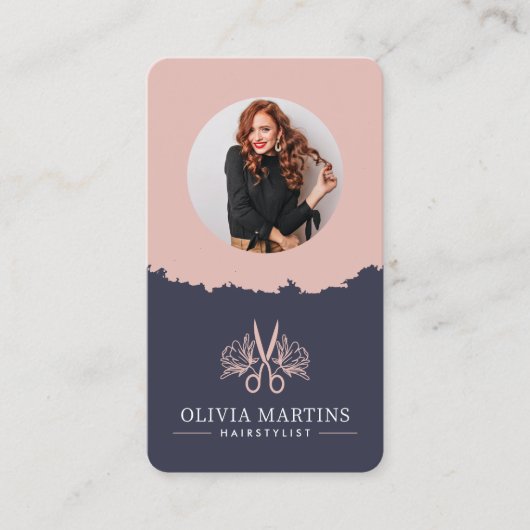 Friseurliste Modern Foto Logo Visitenkarte (Vorderseite)