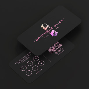 Friseurloyalitätskarte Friseur-Pol Pink Schwarz Visitenkarte