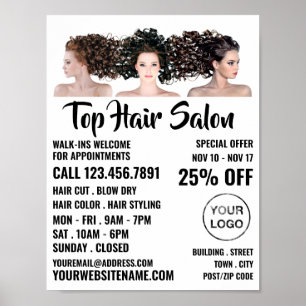 Friseurmodelle, Haarstühle, Friseursalon Poster