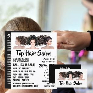 Friseurmodelle, Haarstühle, Friseursalon Visitenkarte