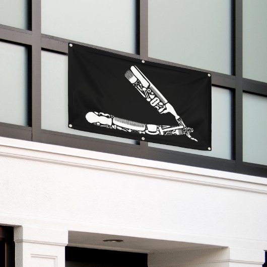 Friseurrasiermesserikonen Banner (Äußeres Gebäude)