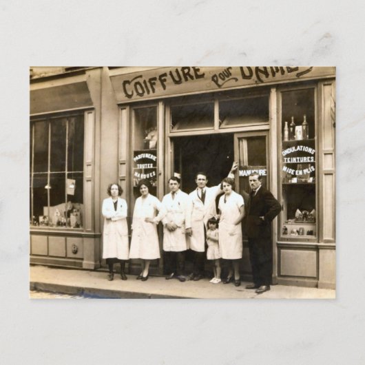 Friseursalon, 1930 postkarte (Vorderseite)