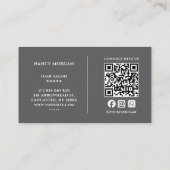 Friseursalon-Barbier Dark Grey Modern QR-Code Visitenkarte (Rückseite)