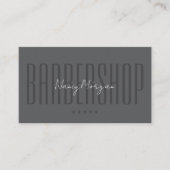 Friseursalon-Barbier Dark Grey Modern QR-Code Visitenkarte (Vorderseite)