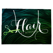 Friseursalon Beauty Green Gold Schere Große Geschenktüte (Rückseite)