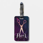 Friseursalon Beauty Rose Goldschere Gepäckanhänger (Rückseite vertikal)