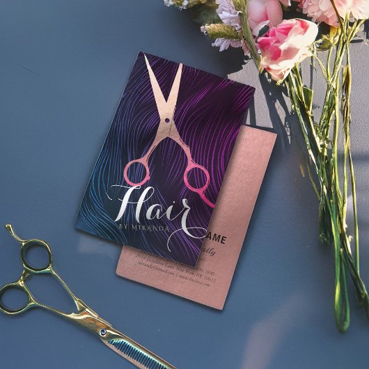 Friseursalon Beauty Rose Goldschere Visitenkarte